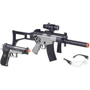 imageGame Face GFRPKTG Ghost Affliction FullAuto Airsoft Rifle And SpringPowered Pistol Kit GreyBlack