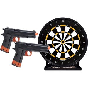 imageGame Face SpringPowered Airsoft Pistol KitGame Face ASP311BDKCA Stinger SpringPowered SingleShot Airsoft Pistol Challenge Kit With 2 Pistols  Target And BBs  Black  California Compliant